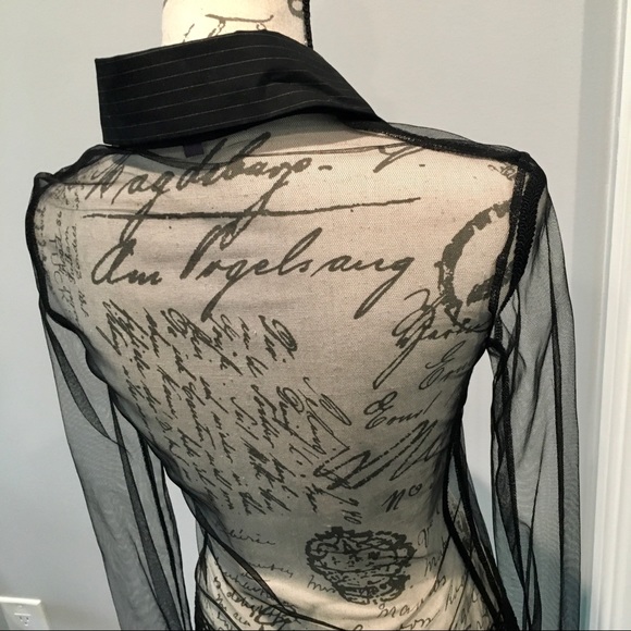 Hale Bob Sheer Black Button-Down Top - Picture 10 of 16